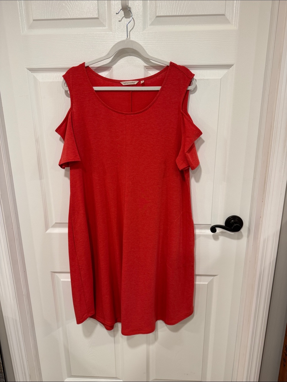 Soft Surroundings Burnt Orange Cold-Shoulder Midi Dress